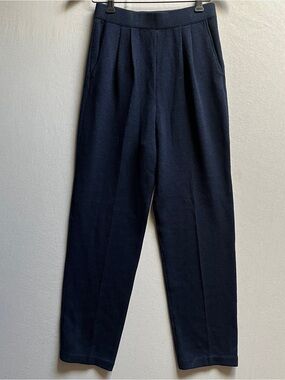 St. John Basics Navy Blue Santana Knit Pleated Pants 4